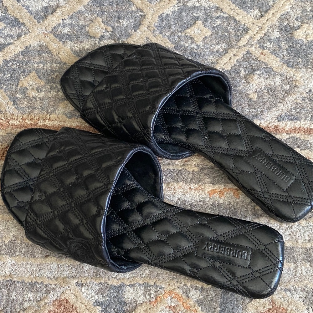 Burberry Black Quilted Slide Sandals